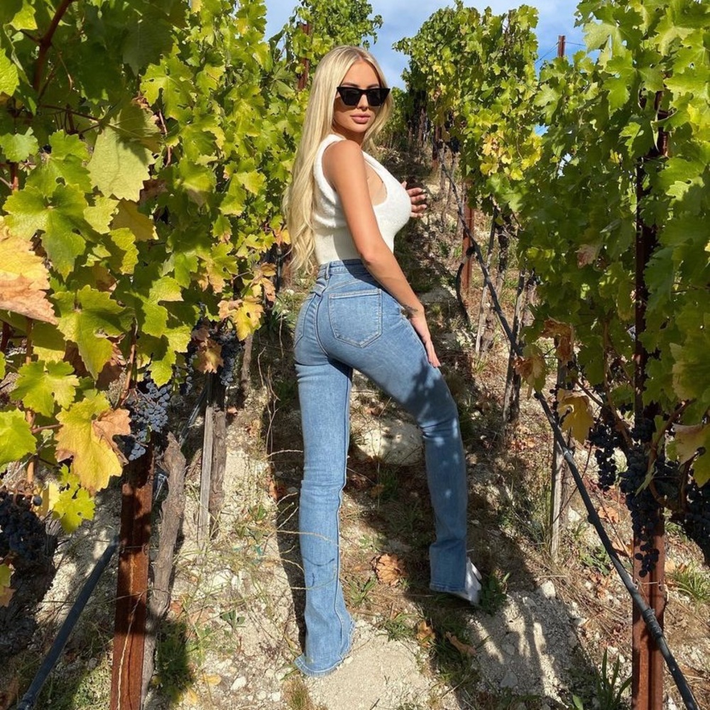 High rise split jeans